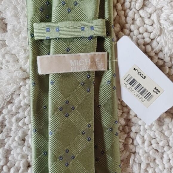 Michael Kors Designer On Trend geometric NWT tie Blue Green Prepster Y2K - Picture 2 of 3